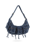 Trendy Washed Burgundy Shoulder Bag – Tassel Accent Women’s Hobo Vintage Style Purse