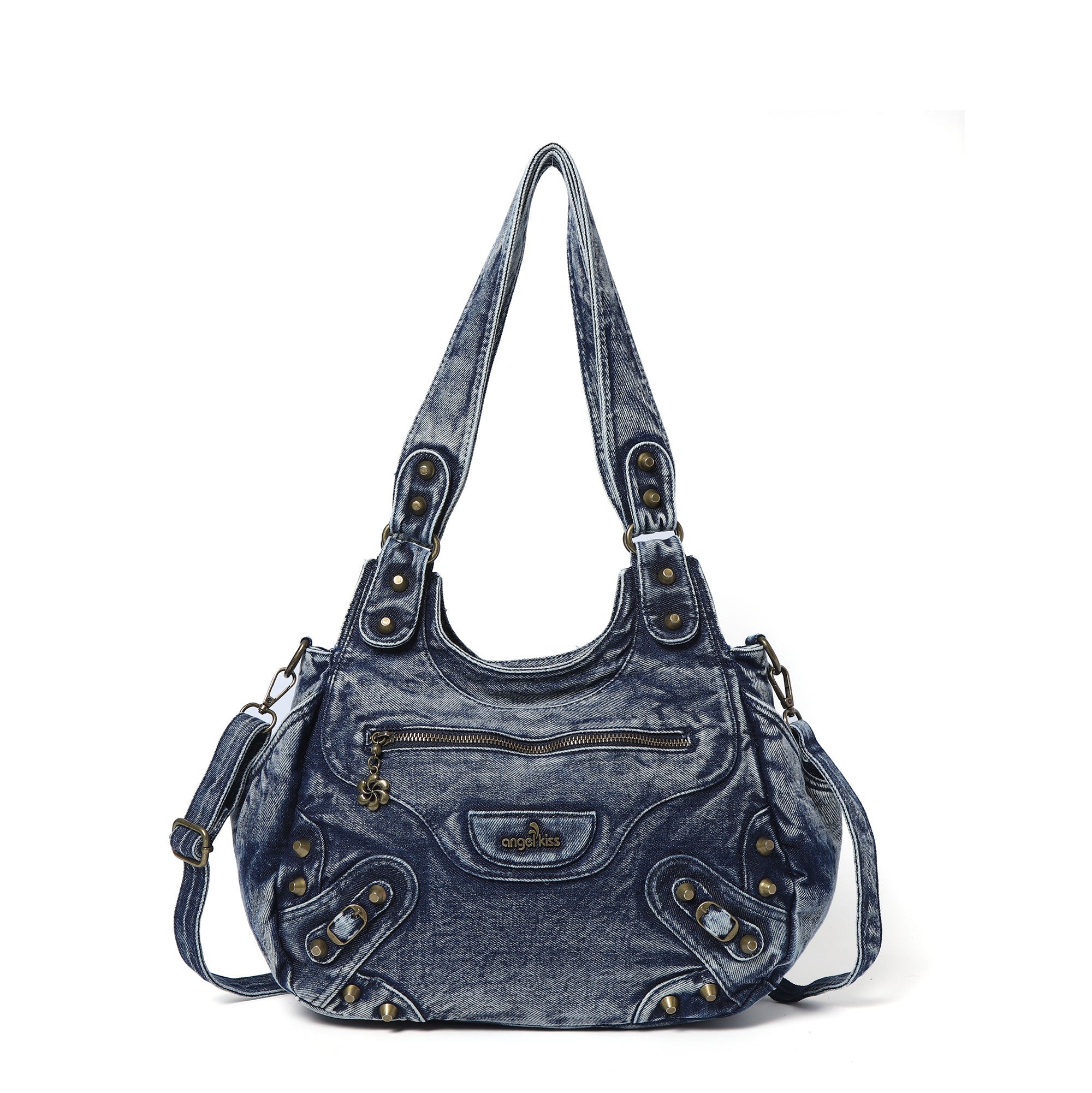 Minimalist Retro-Style Vegan Leather Bag with Stud Details