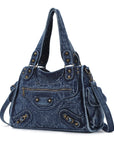 Washed Blue Denim Shoulder Bag - Angelkiss handbag