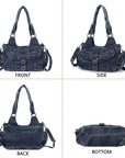 Women's Vintage Denim Multi-compartment High Capacity Hobo Bag | Angel Kiss Bag-Angelkiss Bag