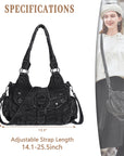 Women's Vintage Denim Multi-compartment High Capacity Hobo Bag | Angel Kiss Bag-Angelkiss Bag