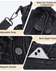 Women's Vintage Denim Multi-compartment High Capacity Hobo Bag | Angel Kiss Bag-Angelkiss Bag