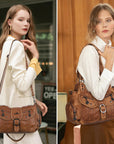 Women's retro fashion multi-compartment large capacity hobo bag | angel kiss bag-Angelkiss Bag