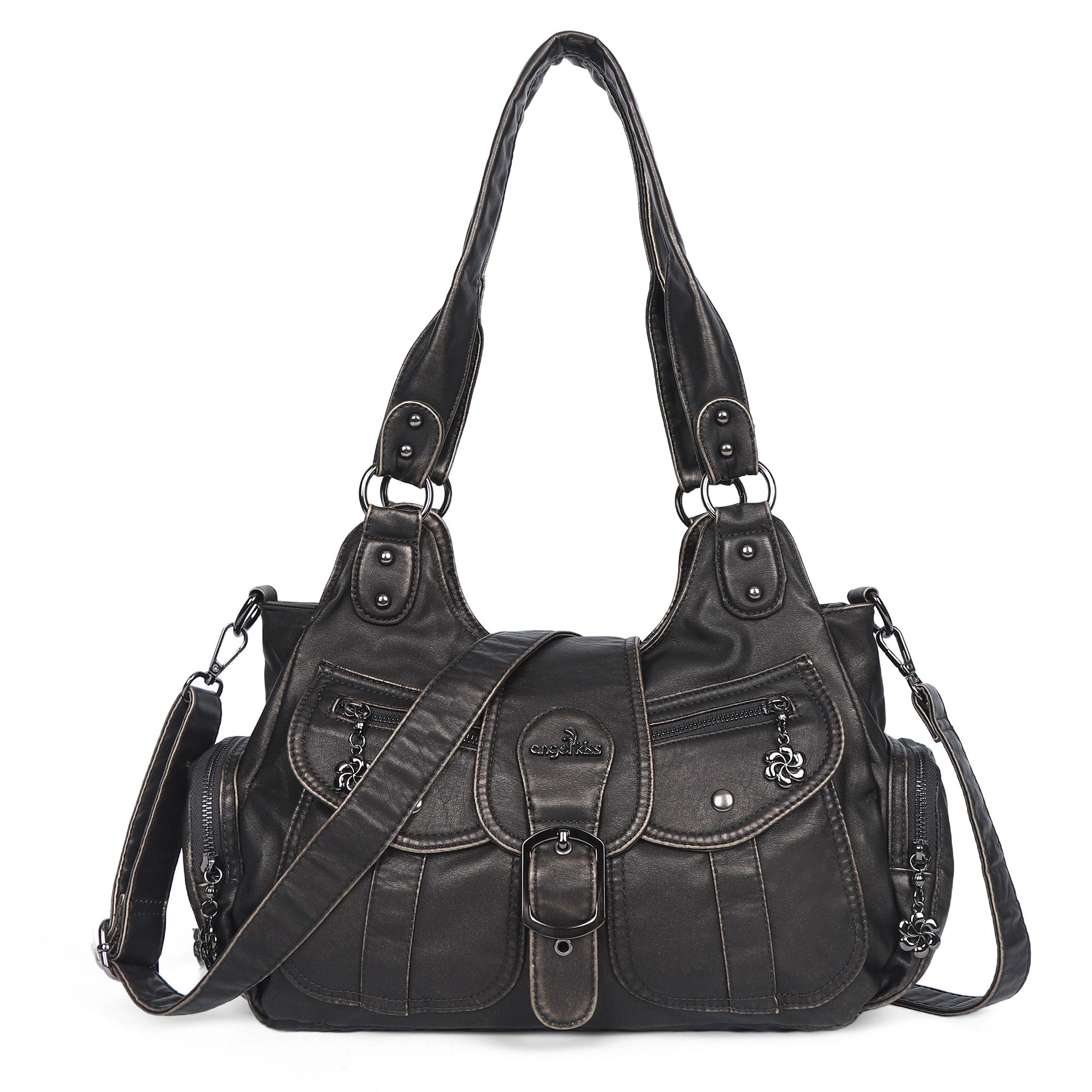 Women's retro fashion multi-compartment large capacity hobo bag | angel kiss bag-Angelkiss Bag