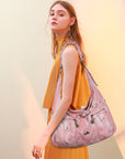 Vintage Vegan Leather Handbag – Multi-Pocket Shoulder Tote