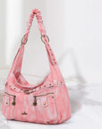 Vintage Vegan Leather Handbag – Multi-Pocket Shoulder Tote
