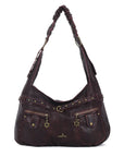 Vintage Vegan Leather Handbag – Multi-Pocket Shoulder Tote