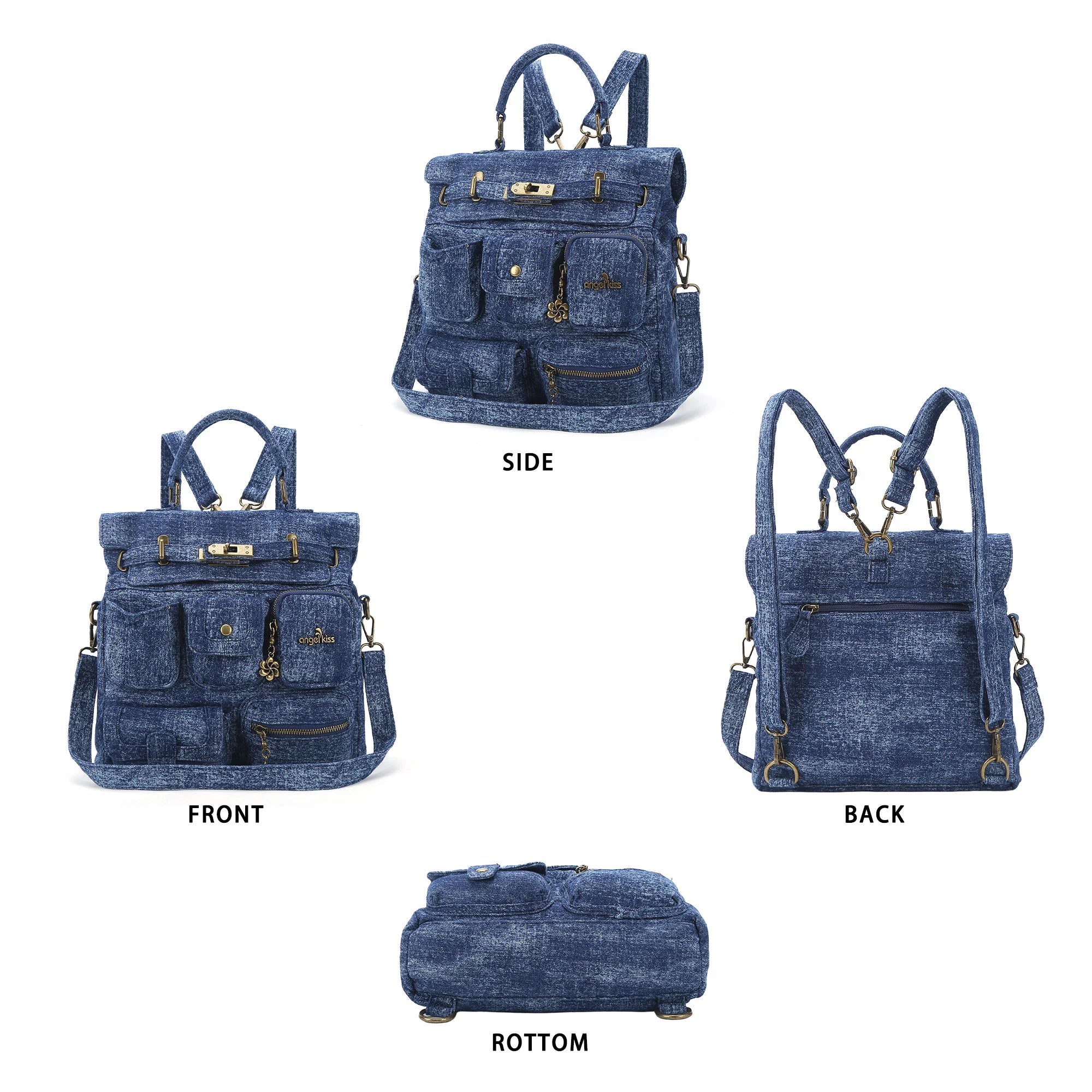 🎒 Angelkiss Denim Casual Backpack|Vintage Meets Function for Urban Women