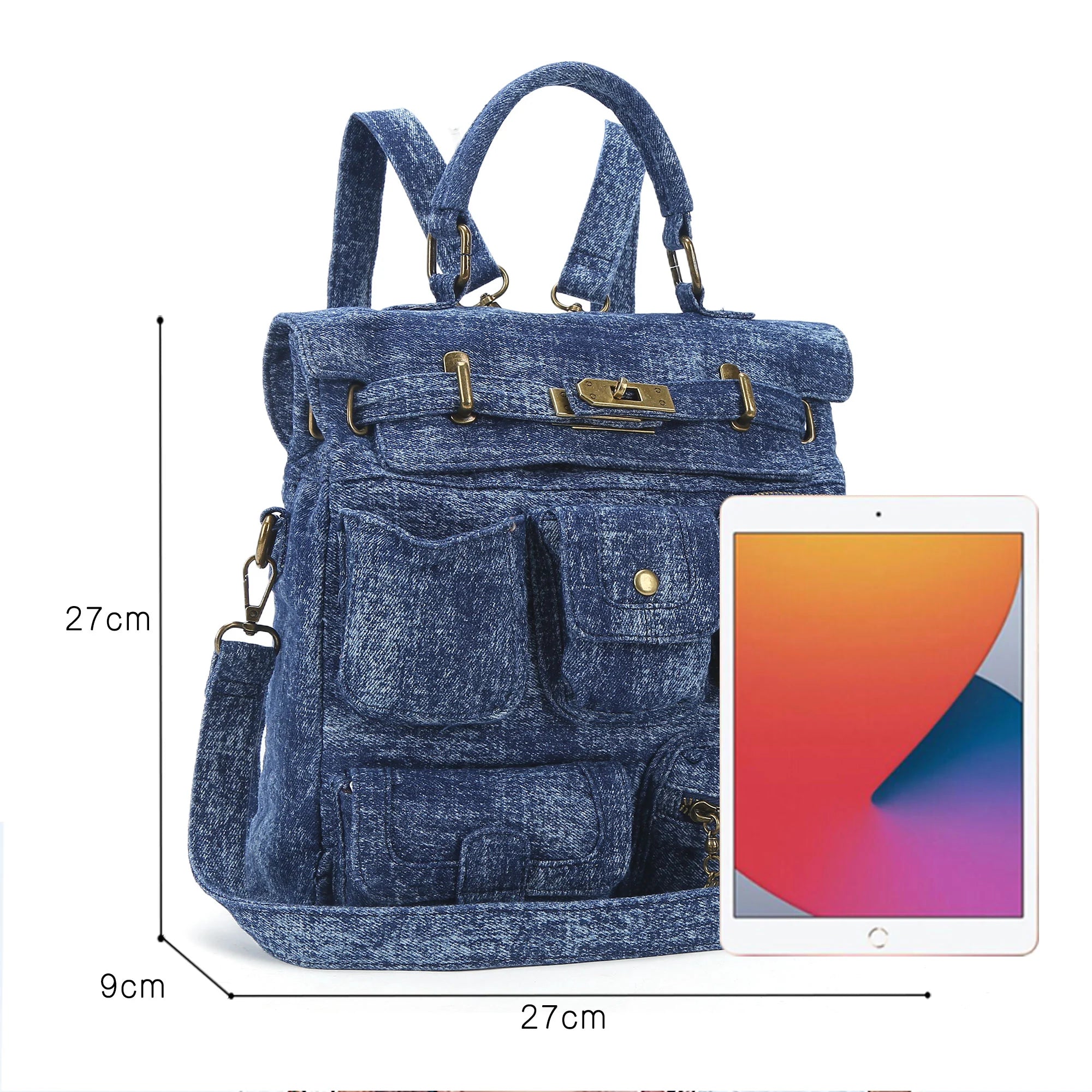 🎒 Angelkiss Denim Casual Backpack｜Vintage Meets Function