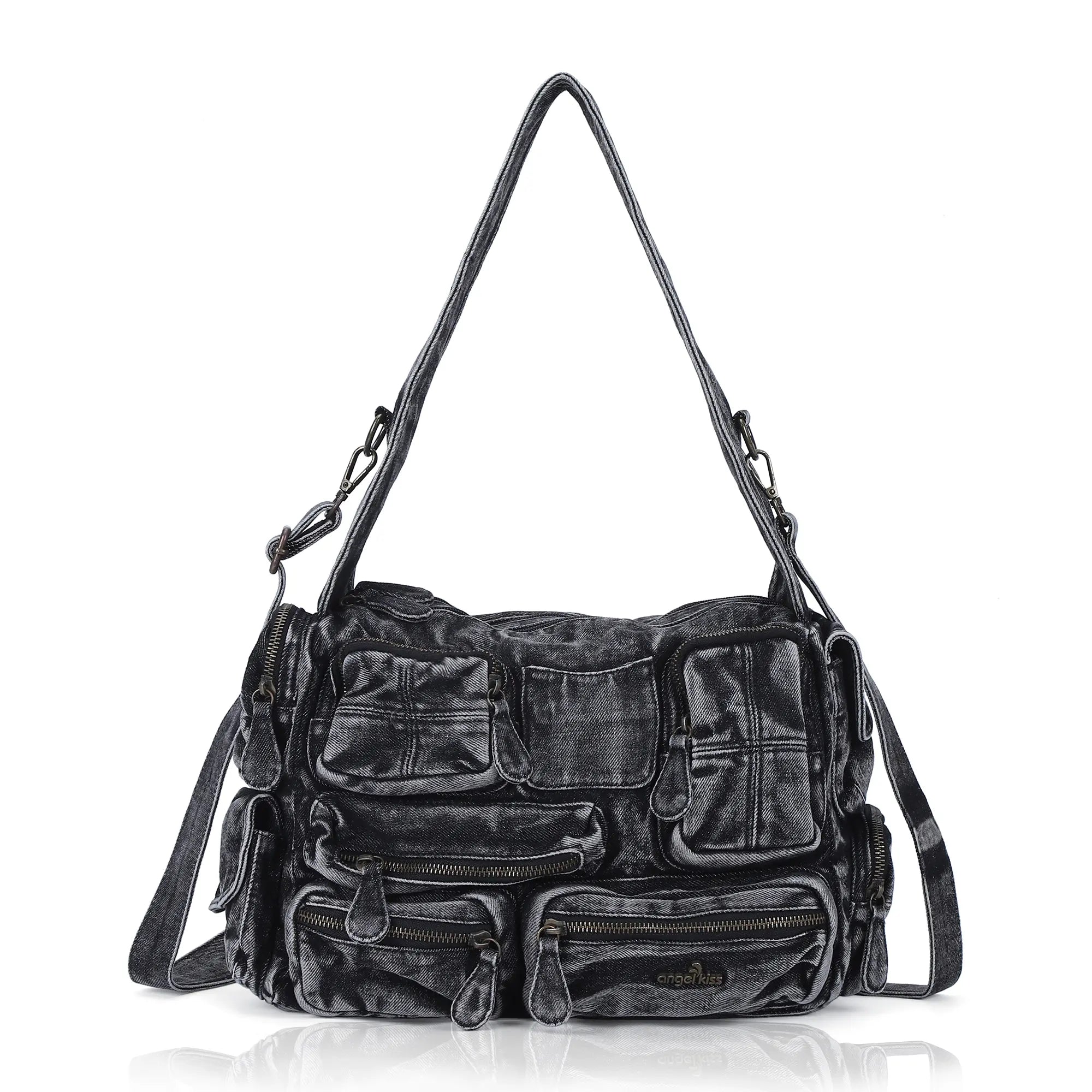 Trendy Multi-Pocket Denim Shoulder/handbag/tote bag