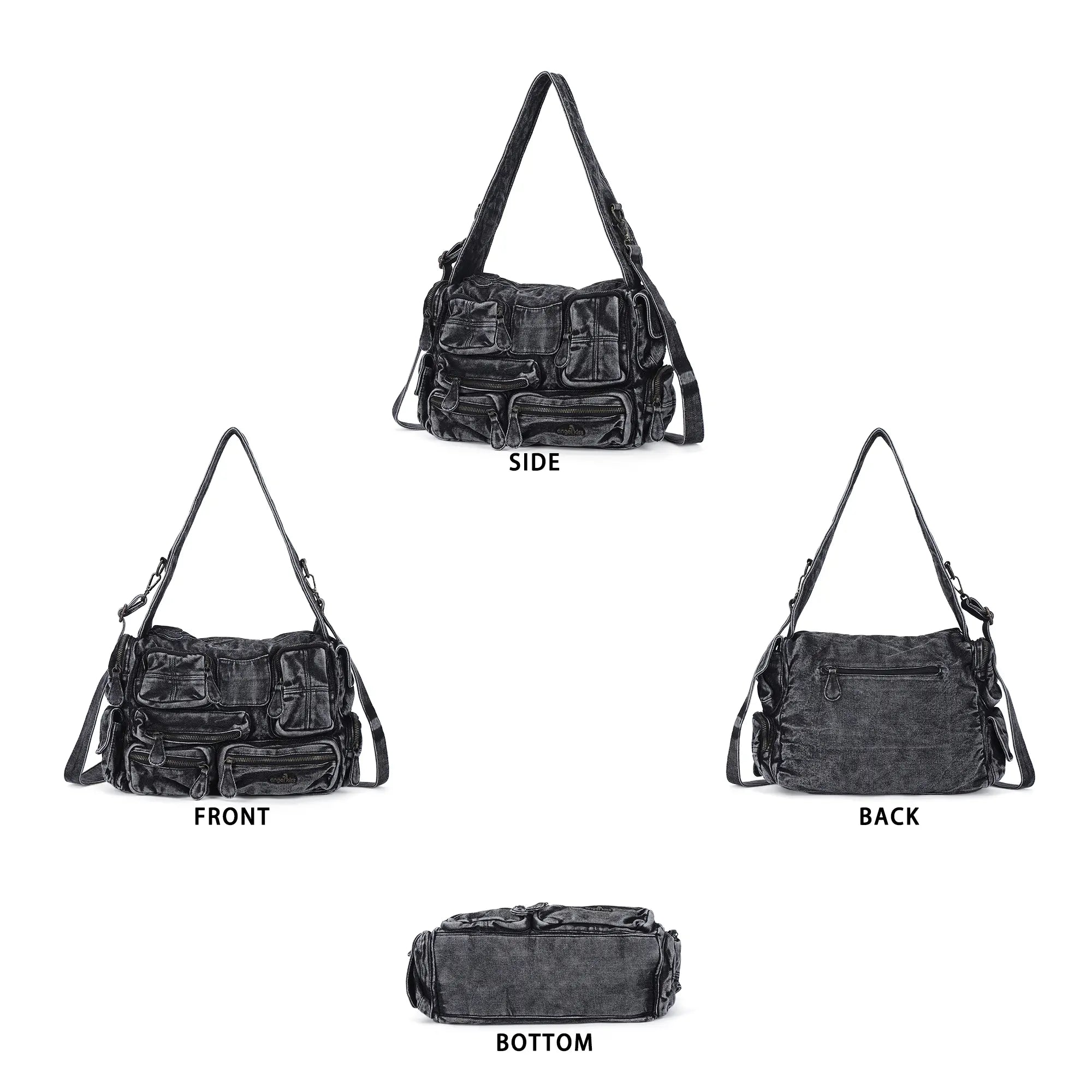 Trendy Multi-Pocket Denim Shoulder/handbag/tote bag