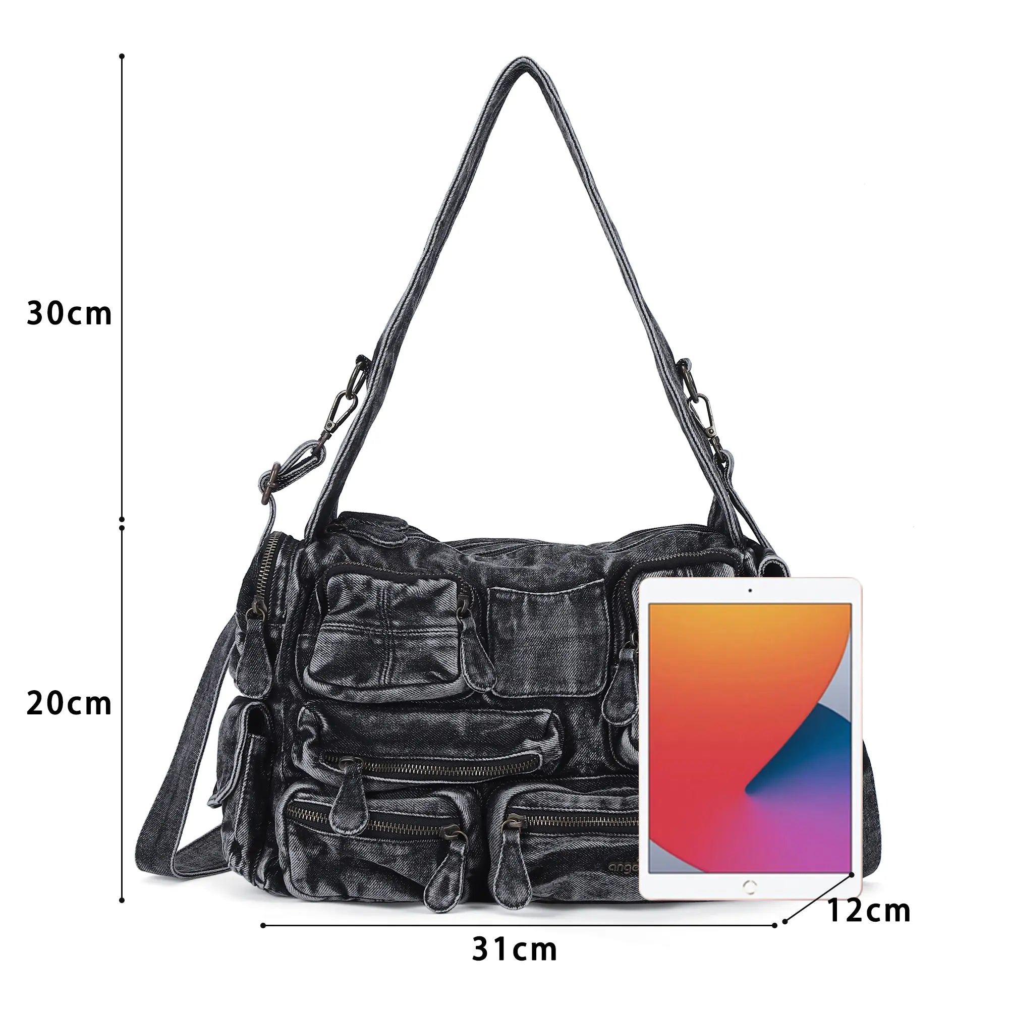 Trendy Multi-Pocket Denim Shoulder/handbag/tote bag