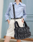 Trendy Multi-Pocket Denim Shoulder/handbag/tote bag