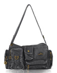 European Washed Denim Tote – 3-in-1 Handbag, Shoulder Bag & Wallet