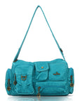 European Washed Denim Tote – 3-in-1 Handbag, Shoulder Bag & Wallet