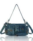 European Washed Denim Tote – 3-in-1 Handbag, Shoulder Bag & Wallet