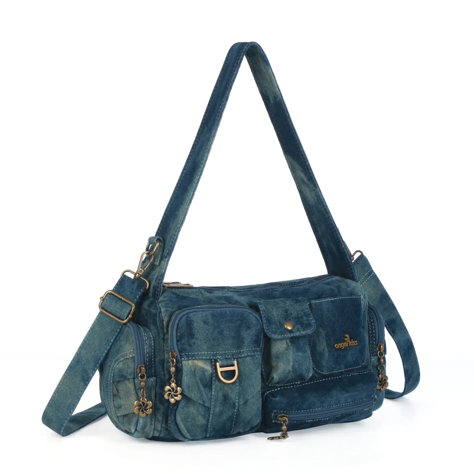 European Washed Denim Tote – 3-in-1 Handbag, Shoulder Bag & Wallet