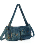 European Washed Denim Tote – 3-in-1 Handbag, Shoulder Bag & Wallet