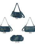European Washed Denim Tote – 3-in-1 Handbag, Shoulder Bag & Wallet