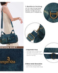 European Washed Denim Tote – 3-in-1 Handbag, Shoulder Bag & Wallet