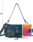 European Washed Denim Tote – 3-in-1 Handbag, Shoulder Bag & Wallet