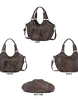 Classic Multi-Color Drawstring Rivet Vintage Shoulder Crossbody Bag