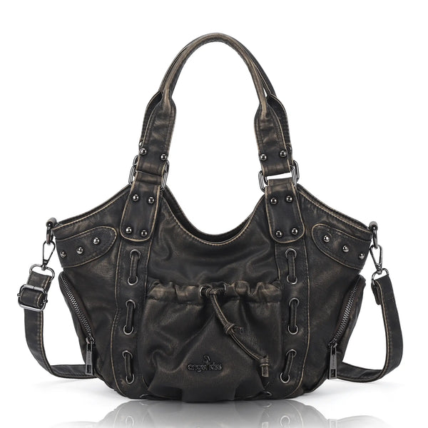 Classic Multi-Color Drawstring Rivet Vintage Shoulder Crossbody Bag