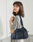 Vintage Multi-Pocket Satchel & Crossbody Bag