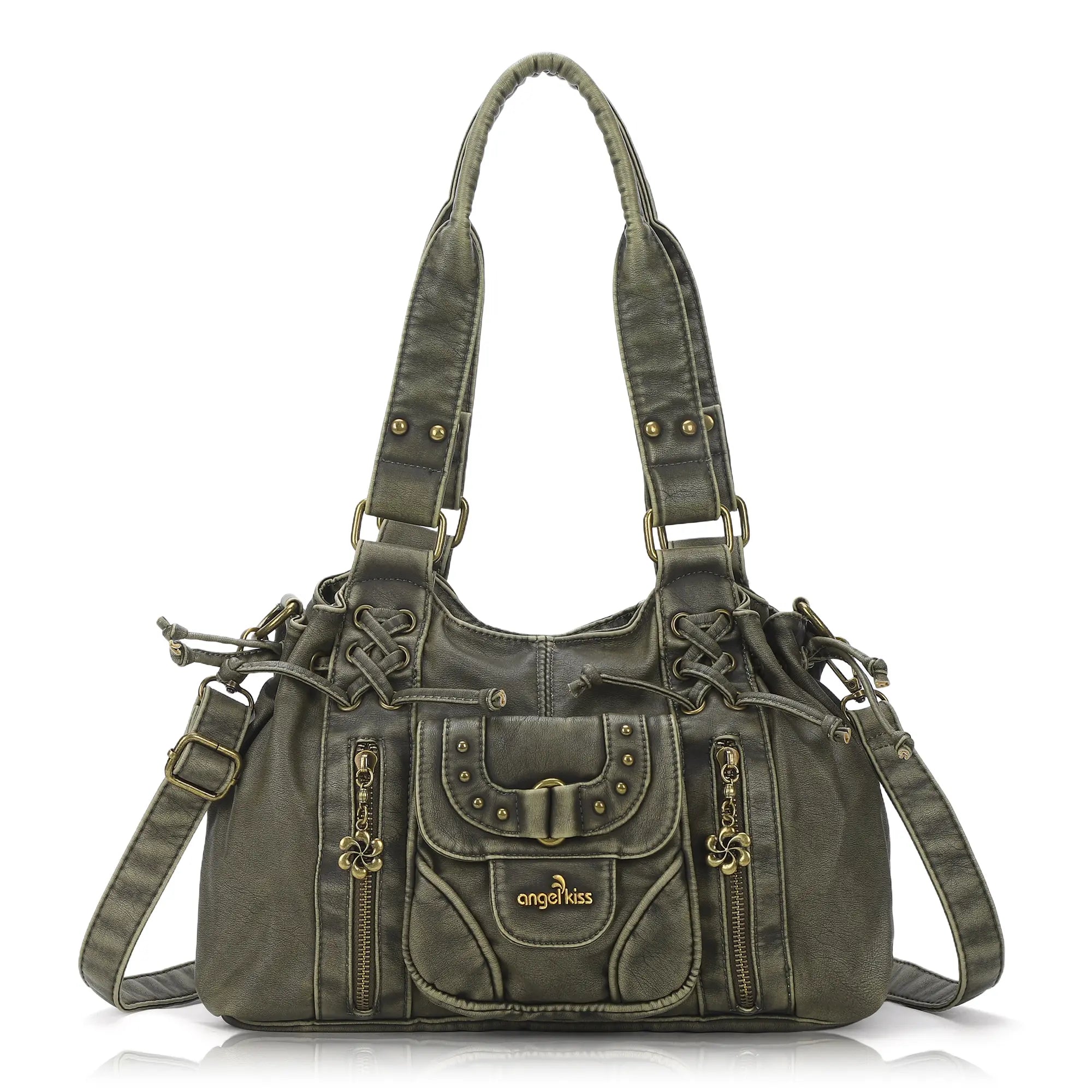 Vintage Multi-Pocket Satchel & Crossbody Bag – Angelkiss Bag Vintage Multi-Pocket Satchel & Crossbody Bag – Angelkiss Bag