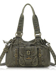 Vintage Multi-Pocket Satchel & Crossbody Bag