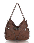 Angelkiss Vintage PU Leather Multi-Pocket Shoulder Handbag