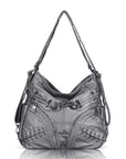 Angelkiss Vintage PU Leather Multi-Pocket Shoulder Handbag