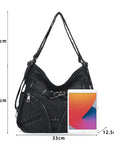 Angelkiss Vintage PU Leather Multi-Pocket Shoulder Handbag