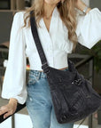 Angelkiss Vintage PU Leather Multi-Pocket Shoulder Handbag