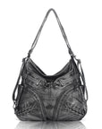 Angelkiss Vintage PU Leather Multi-Pocket Shoulder Handbag
