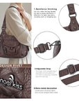 Angelkiss Women’s Vegan Leather Shoulder Handbag – Multi-Pocket Vintage Tote Bag with Adjustable Strap