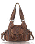 Angelkiss Women’s Vegan Leather Shoulder Handbag – Multi-Pocket Vintage Tote Bag with Adjustable Strap