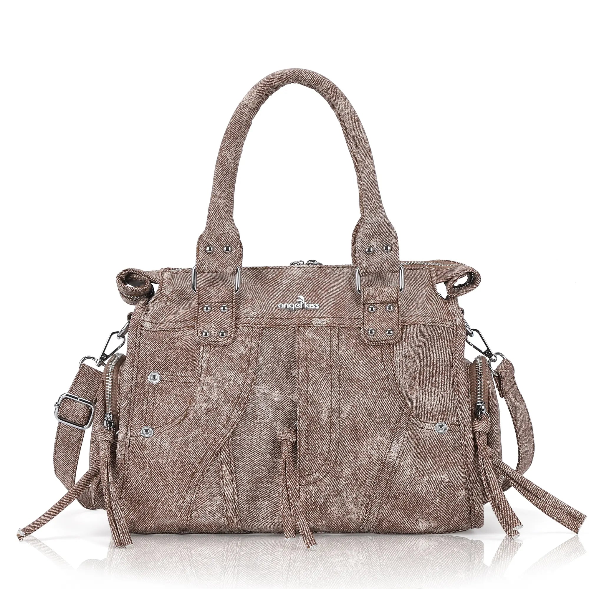 Printed Texture Satchel Crossbody Bag for Easy Daily Outings