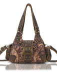 Retro Trend Patchwork Leopard Print Vegan Leather Shoulder Tote Bag