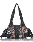 Retro Trend Patchwork Leopard Print Vegan Leather Shoulder Tote Bag
