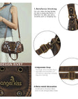 Retro Trend Patchwork Leopard Print Vegan Leather Shoulder Tote Bag
