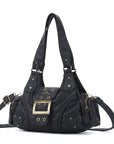 Retro Trend Patchwork Leopard Print Vegan Leather Shoulder Tote Bag