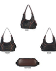 Modern Trendy Vintage Vegan Leather Hobo Tote Shoulder Bag