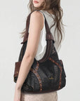 Modern Trendy Vintage Vegan Leather Hobo Tote Shoulder Bag