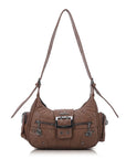 Washed Y2K Buckle Shoulder Bag with Floral Zipper Detail
