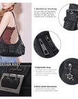 Washed Y2K Buckle Shoulder Bag with Floral Zipper Detail