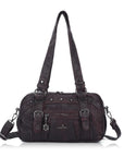 Tie-Dye Multi-Pocket Shoulder Tote Bag with Studded Zipper Details