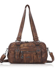 Tie-Dye Multi-Pocket Shoulder Tote Bag with Studded Zipper Details