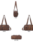 Tie-Dye Multi-Pocket Shoulder Tote Bag with Studded Zipper Details