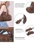 Tie-Dye Multi-Pocket Shoulder Tote Bag with Studded Zipper Details